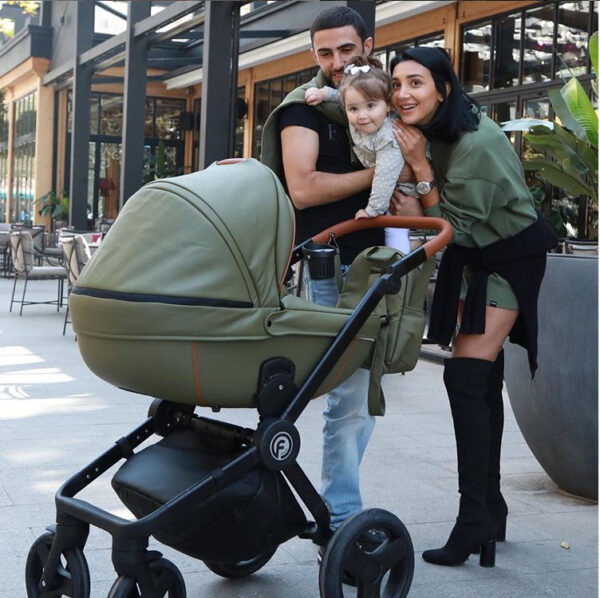 Krausman Poussette Combinée 3 en 1 Topaz Lux Olive - Landau, Poussette promenade, Siège auto